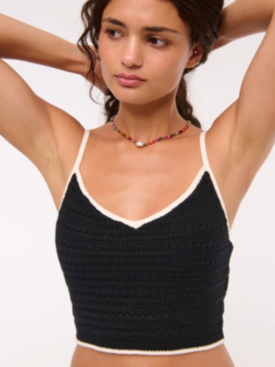 Abercrombie & Fitch Tops - Abercrombie Women's Crochet-Style Bra Top - Black - Size S